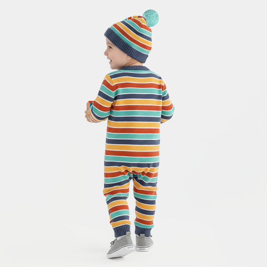 Infant Boys Acrylic Romper-Multi Stripe