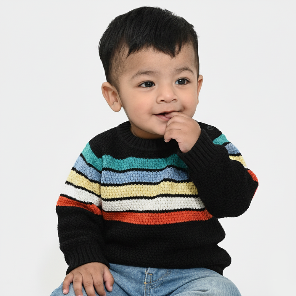 Infant Boys Acrylic Sweater-Multi Stripe
