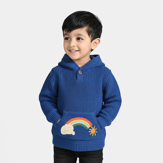 Infant Boys Acrylic Sweater-Rainbow - Royal Blue