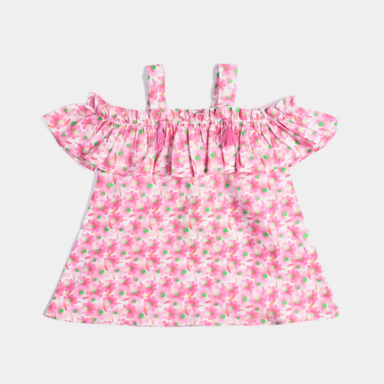 Infant Girls Cotton Poplin Casual Top Pink Daisy