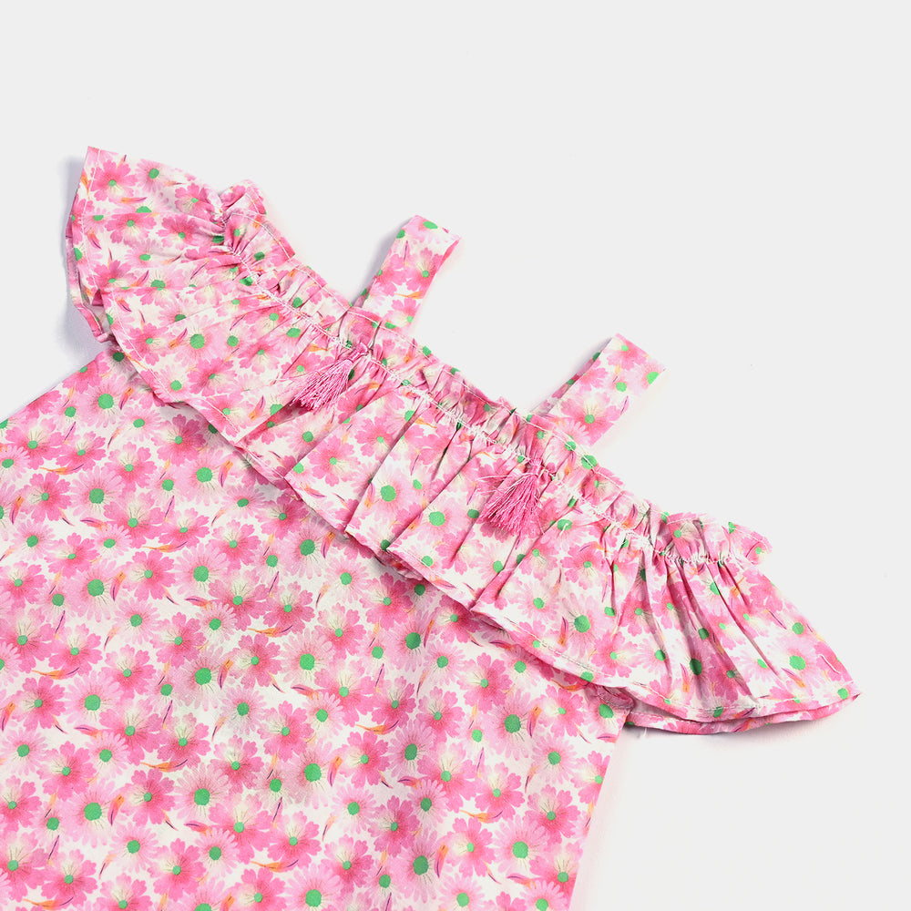 Infant Girls Cotton Poplin Casual Top Pink Daisy