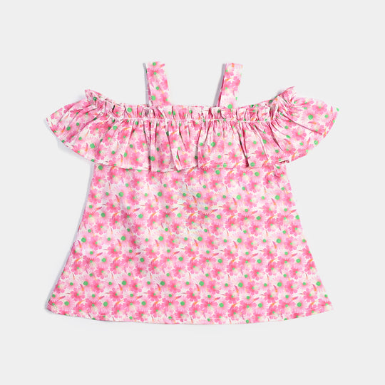 Infant Girls Cotton Poplin Casual Top Pink Daisy