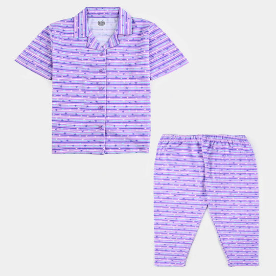 Infant Girls Drop needle Knitted Nightwear-Striper