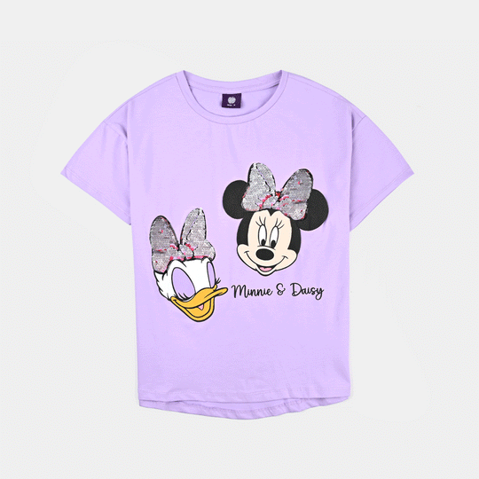 Girls Lycra Jersey T Shirt Character -Lilac
