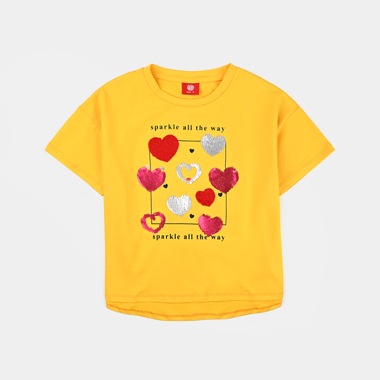 Girls Lycra Jersey T Shirt Sparkle -Yellow