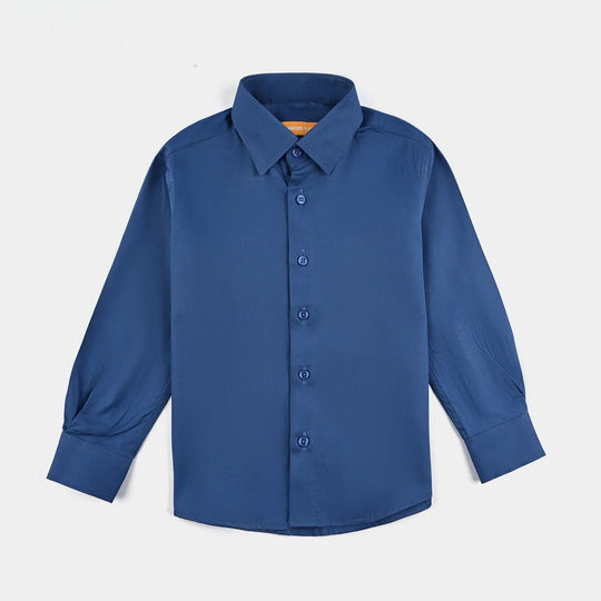 Boys Cotton Poplin Formal Shirt (Blue)-Blue