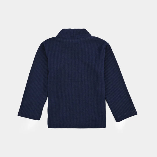 Infant Unisex Rib Turtle Neck T-Shirt - NAVY