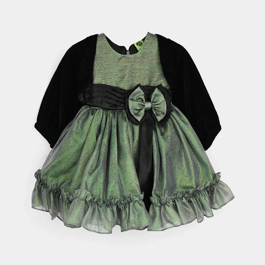 Infant Girls Organza Fancy Frock-Shine - Green