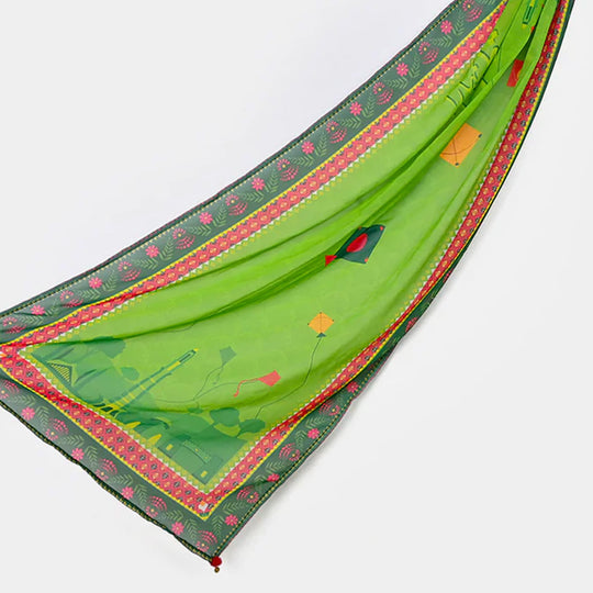 Girls Chiffon Dupatta Hamara Pakistan-GREEN