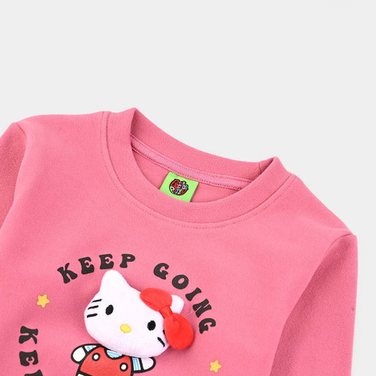 Infant Girls Fleece Sweatshirt KEEP GOING-Pink