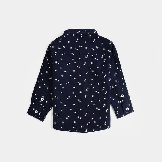 Infant Boys Flannel Shirt (Stars)-NAVY
