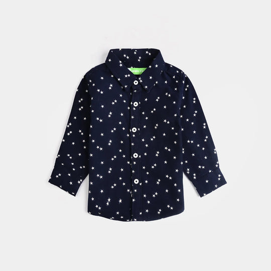 Infant Boys Flannel Shirt (Stars)-NAVY
