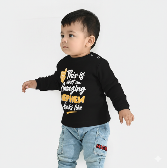 Infant Boys Jersey/Terry T-Shirt Amazing Nephew-BLACK