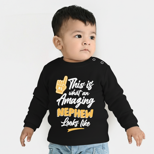 Infant Boys Jersey/Terry T-Shirt Amazing Nephew-BLACK