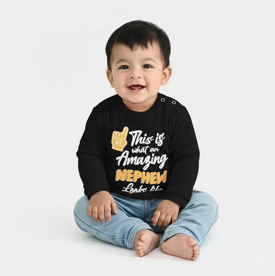 Infant Boys Jersey/Terry T-Shirt Amazing Nephew-BLACK