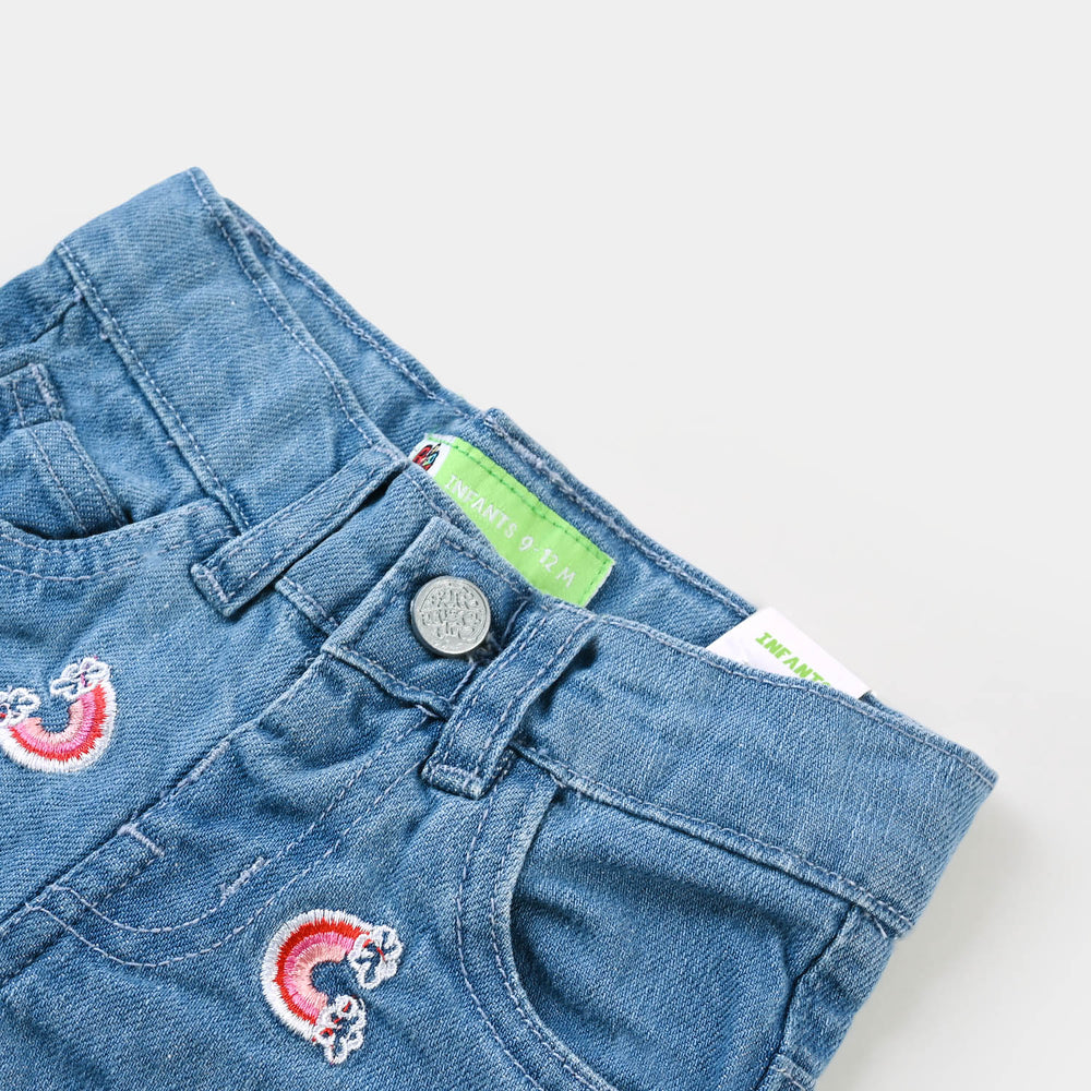 Infant Girls Denim Short Pink Rainbow - Ice Blue