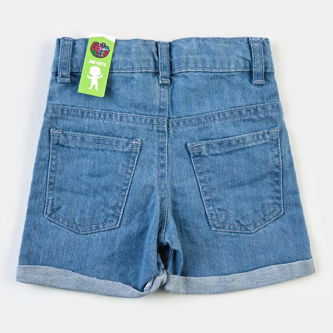 Infant Girls Denim Short Pink Rainbow - Ice Blue