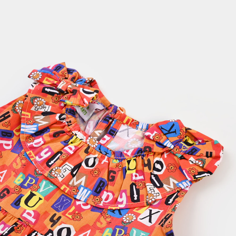 Infant Girls Cotton Casual Frock- Multi