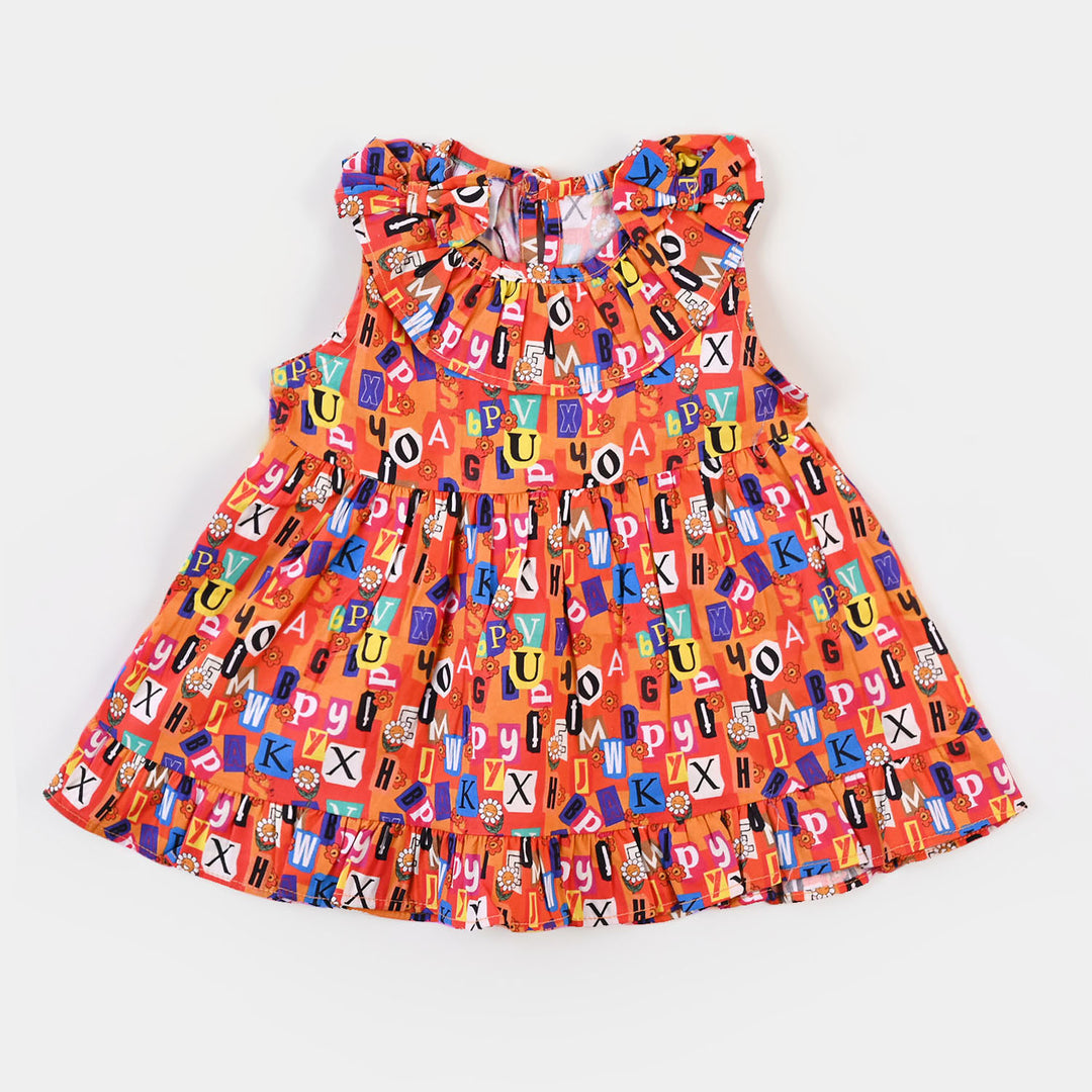 Infant Girls Cotton Casual Frock- Multi