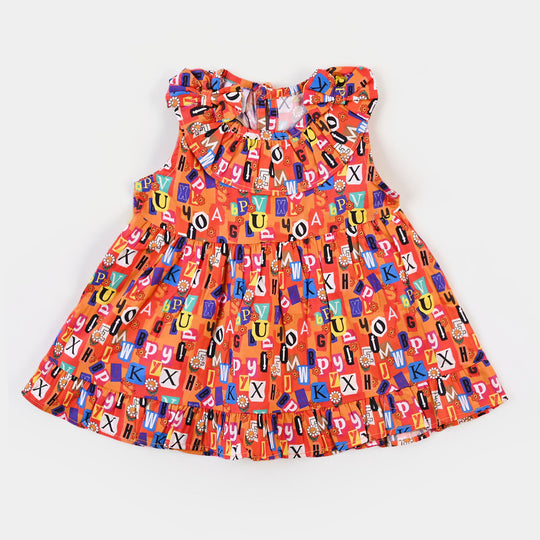 Infant Girls Cotton Casual Frock- Multi