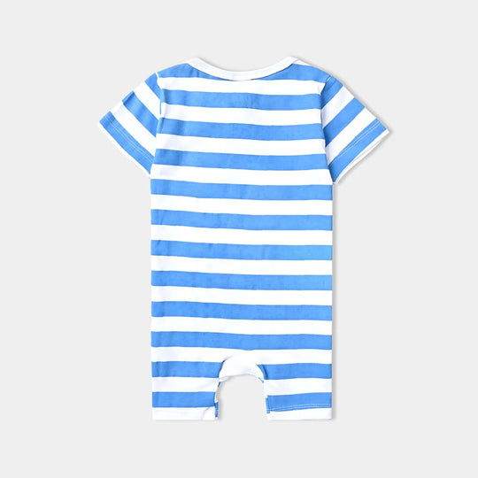 Infant Boys Cotton Interlock Knitted Romper Tiger Applique-White