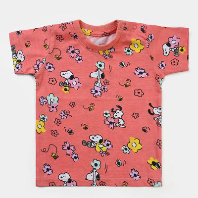 Infant Girls Cotton Jersey T-Shirt - Salmon