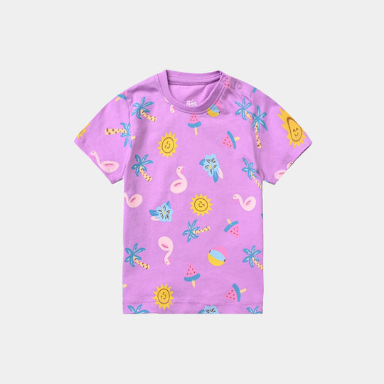 Infant Girls Cotton Jersey T-Shirt Tropical-Printed