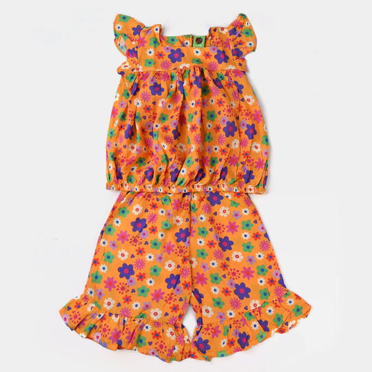 Infant Girls Viscose Co-Ord Set Citrus Camellia-ORANGE