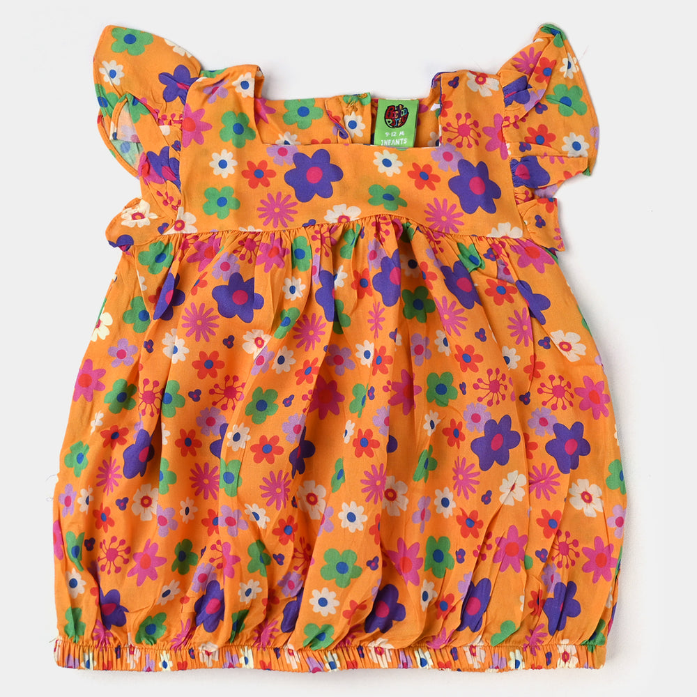 Infant Girls Viscose Co-Ord Set Citrus Camellia-ORANGE