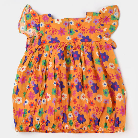 Infant Girls Viscose Co-Ord Set Citrus Camellia-ORANGE
