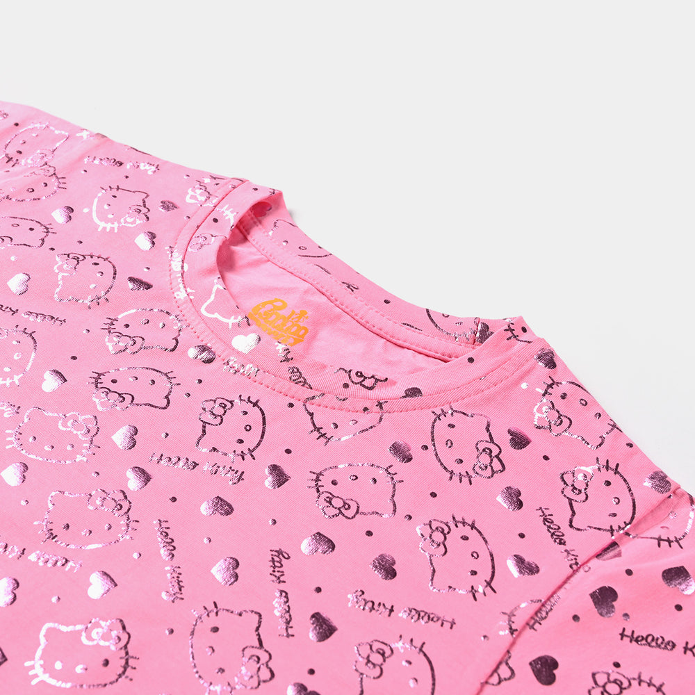 Girls Cotton Jersey T-Shirt H/S Kitty-C.Pink
