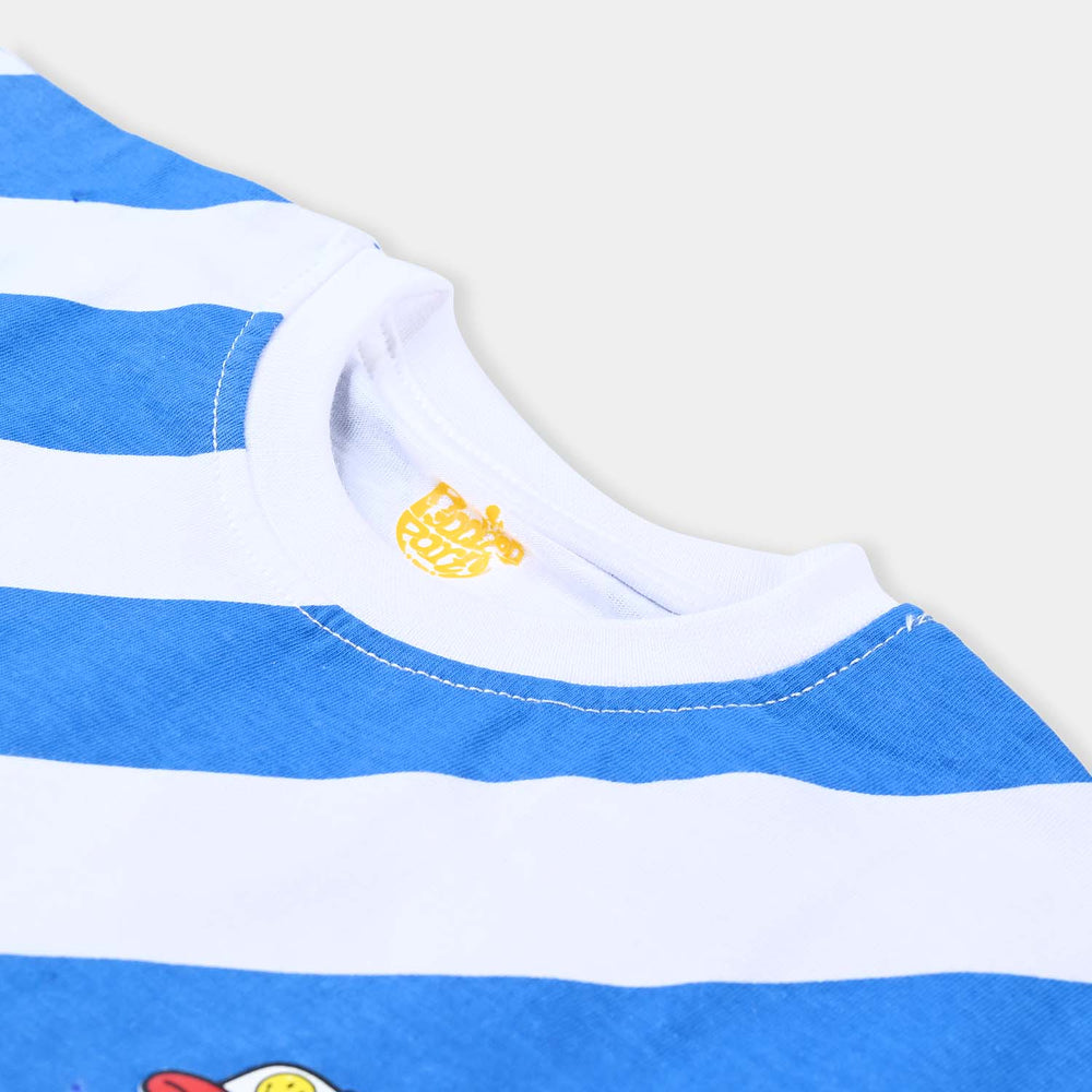 Boys Cotton Jersey Casual T-Shirt H/S Smile-Blue/White