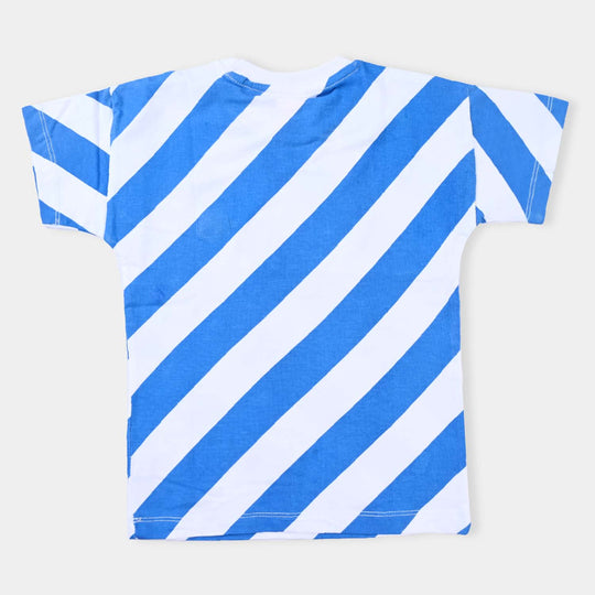 Boys Cotton Jersey Casual T-Shirt H/S Smile-Blue/White
