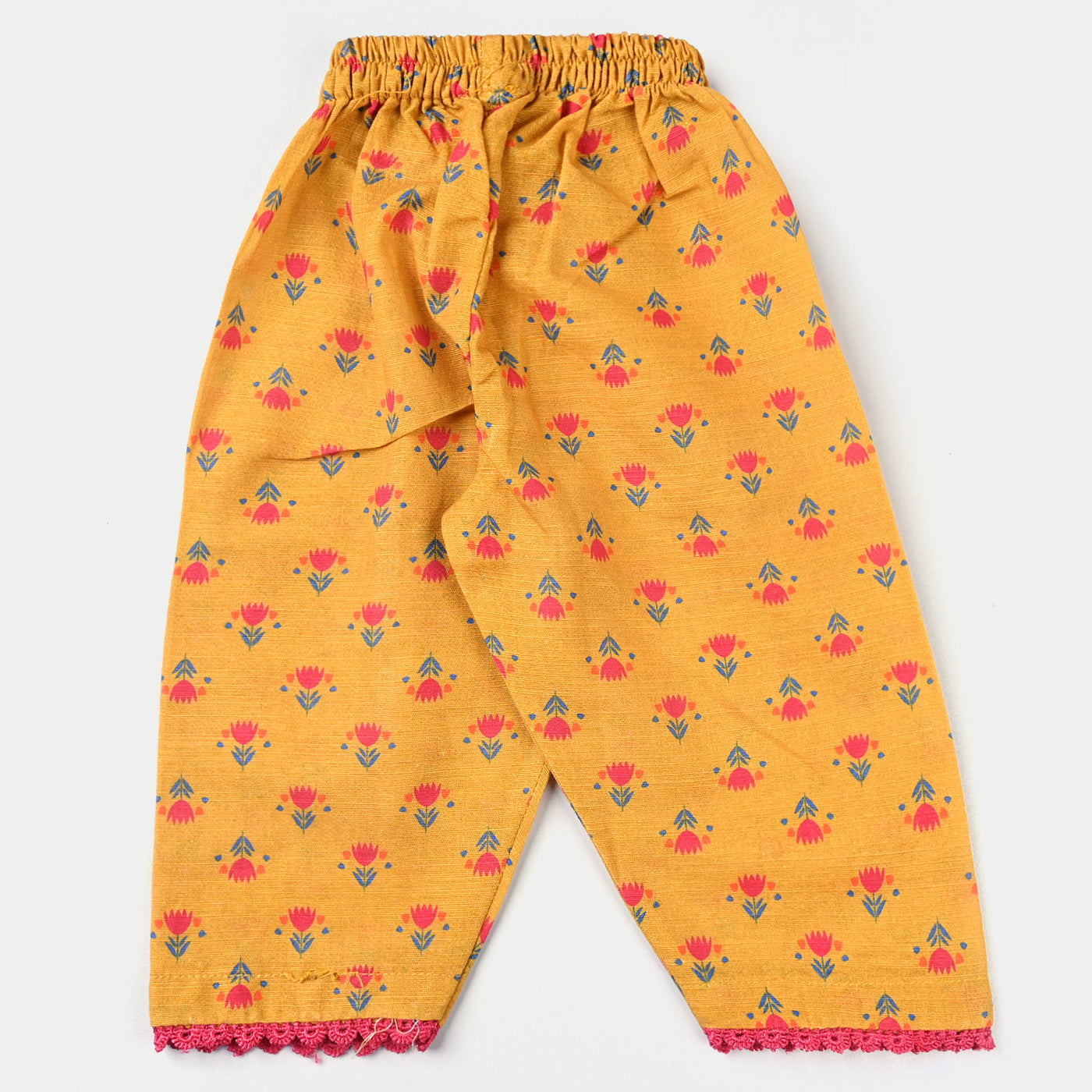 Infant Girls Cotton Slub Printed 2PC Suit  Chintz Floral-Mustard