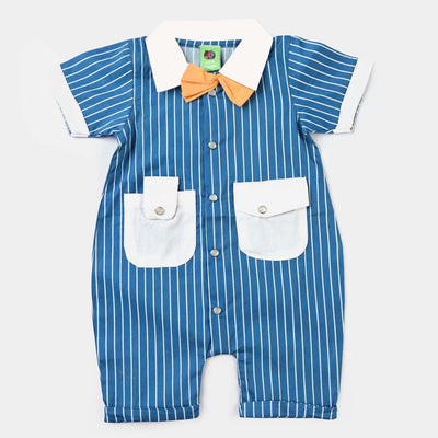 Infant Boys Cotton Romper Blue Stripe-Blue