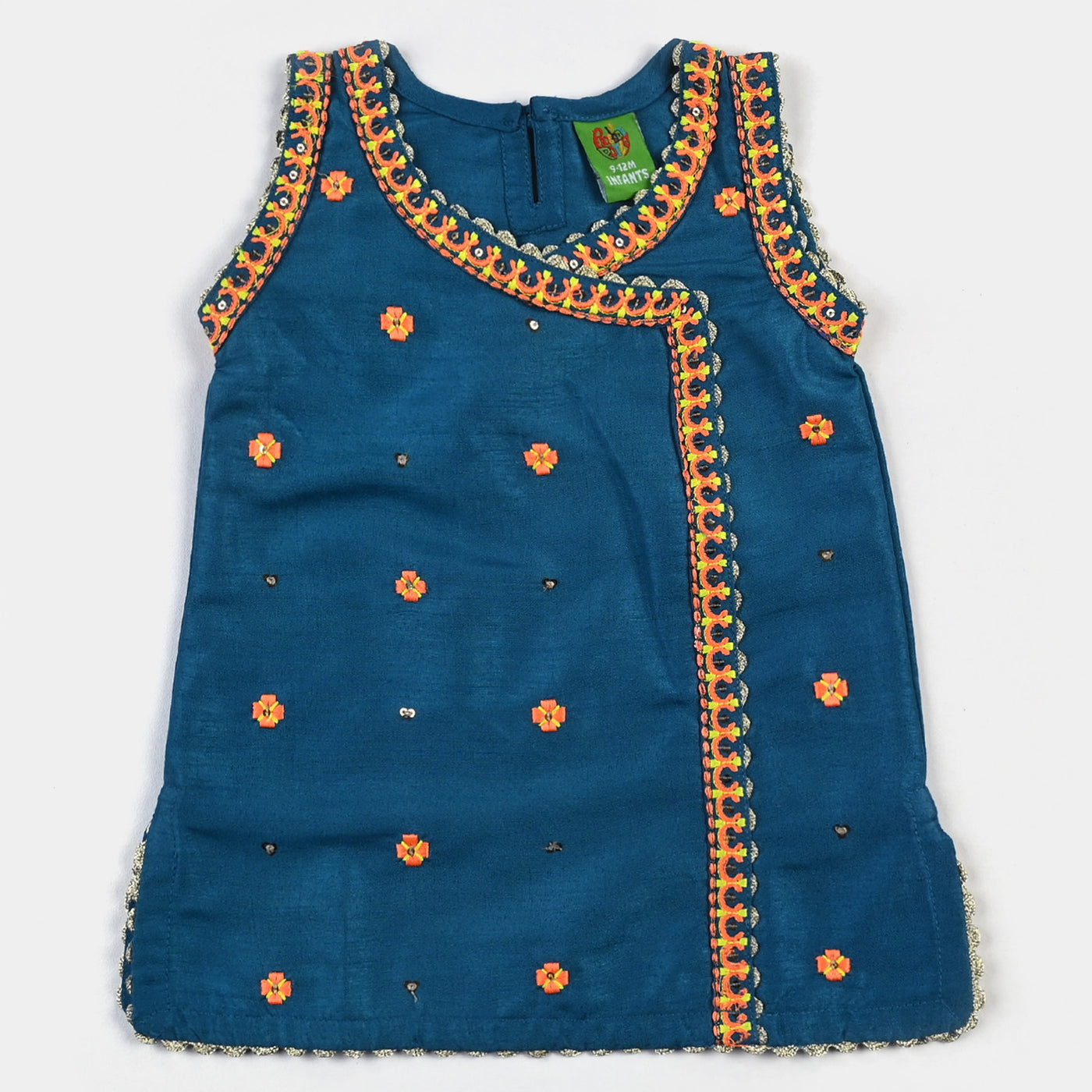 Infant Girls Raw Silk 2PC Suit Rani-Teal blue