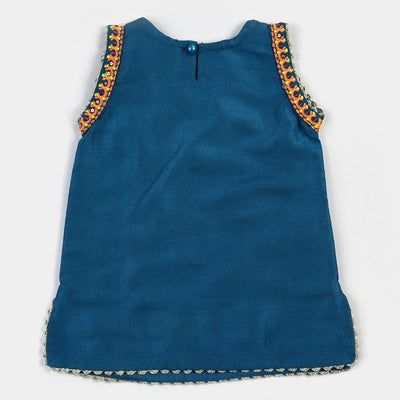Infant Girls Raw Silk 2PC Suit Rani-Teal blue