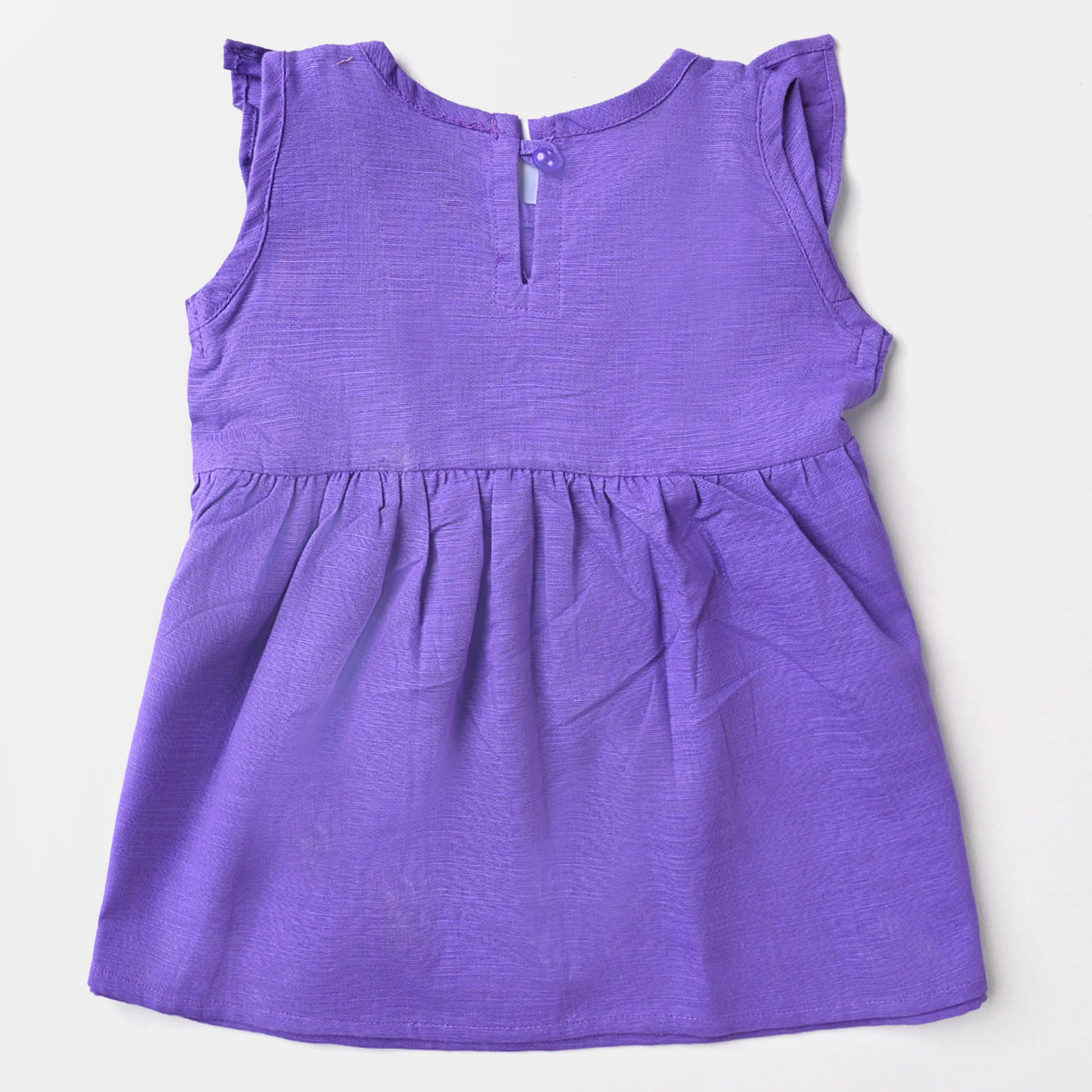 Infant Girls Cotton Slub Embroidered Kurti Little Train-Purple