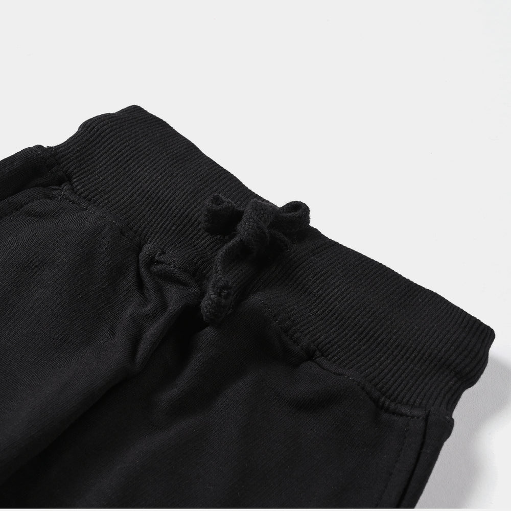 Boys Cotton Terry Pyjama Basic Black-Jet Black