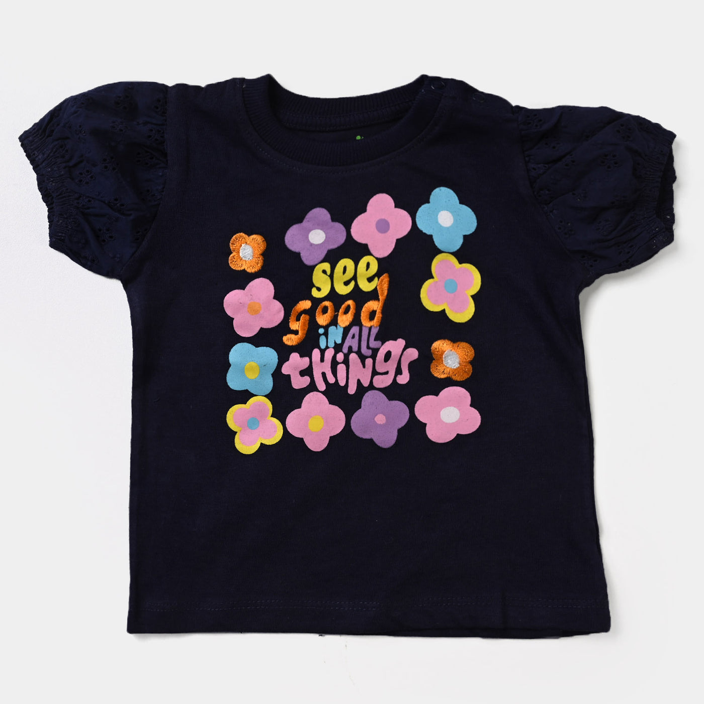 Infant Girls Cotton Jersey T-Shirt See Goods-True Navy