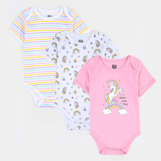 Infant Girls Cotton Interlock Romper Set-mIX