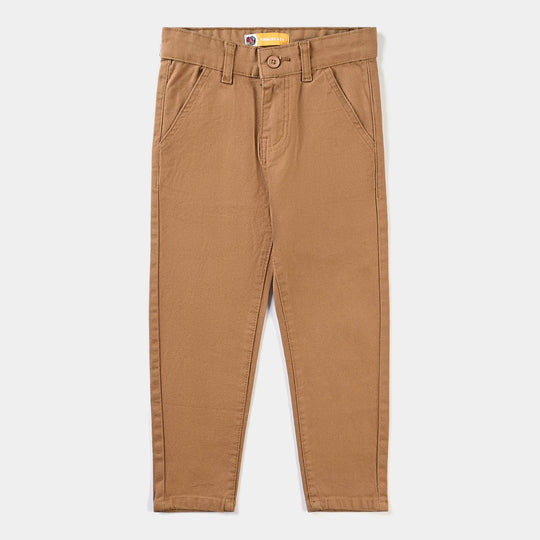 Boys Cotton Pant Solid-BROWN
