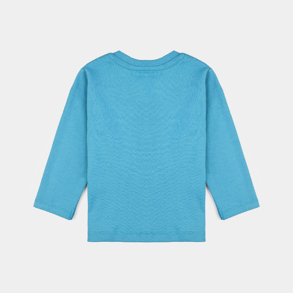 Infant Boys Cotton Interlock Knitted Suit Animal Face-Blue