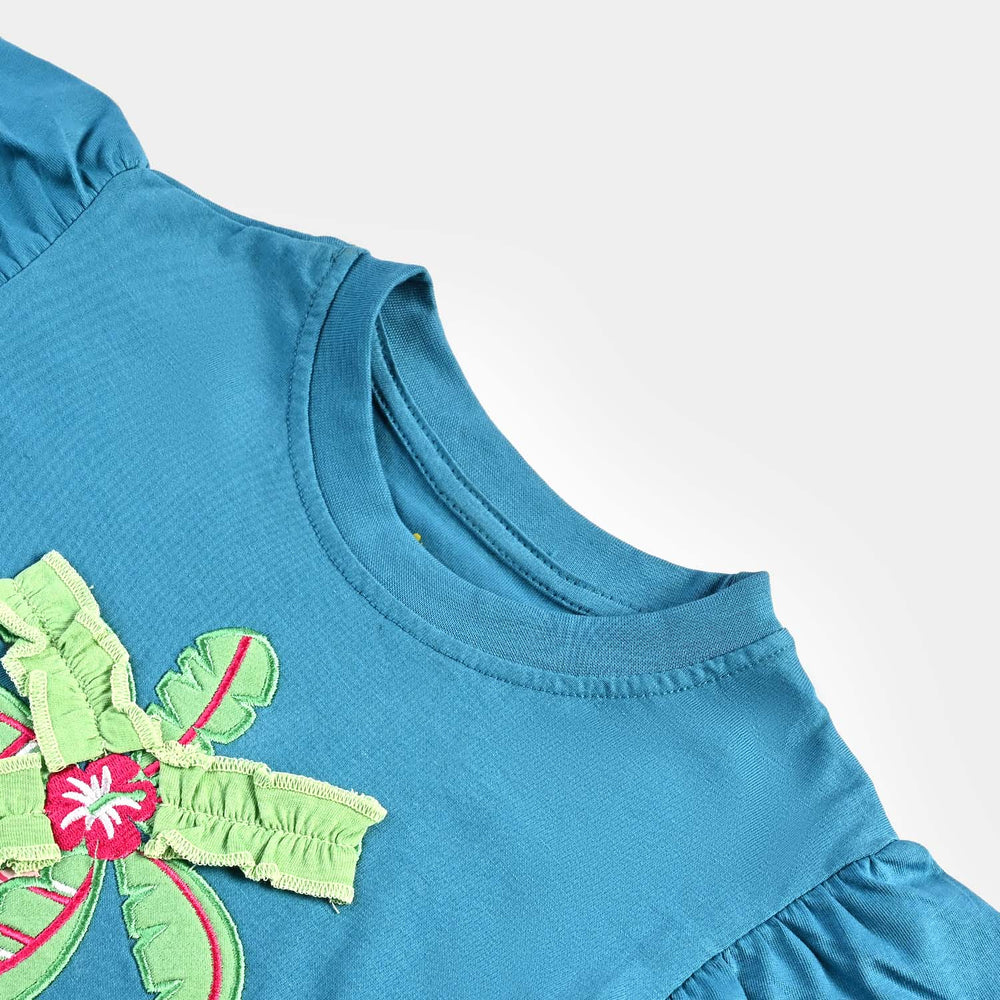 Girls Cotton Jersey T-Shirt H/S Tree-Mosaic Blue