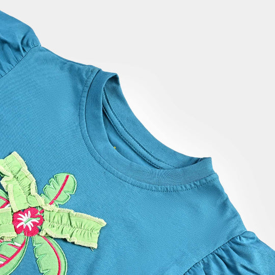 Girls Cotton Jersey T-Shirt H/S Tree-Mosaic Blue