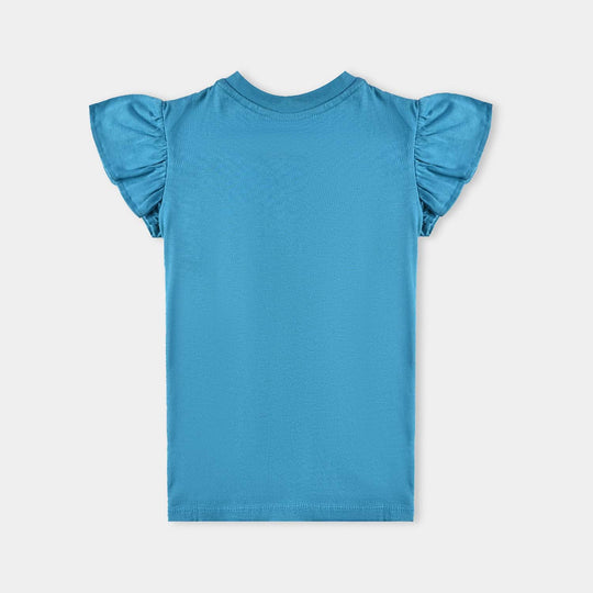 Girls Cotton Jersey T-Shirt H/S Tree-Mosaic Blue