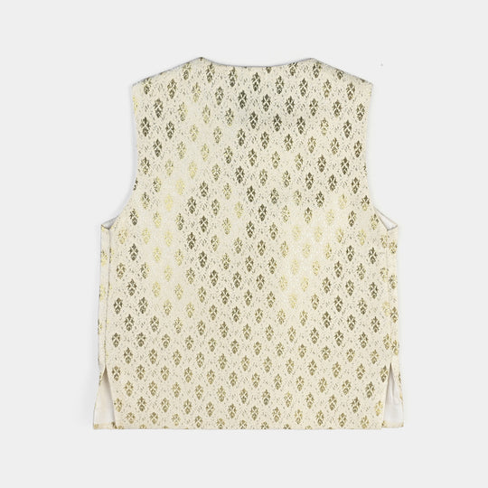 Infant Boys Poly Viscose Waistcoat (Royal)-Off.White