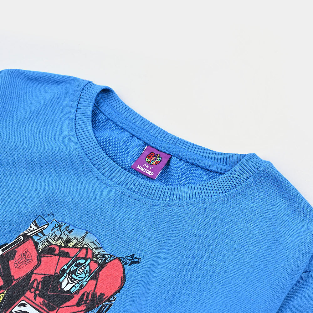 Boys Cotton Terry Sweatshirt Transformer-Blue