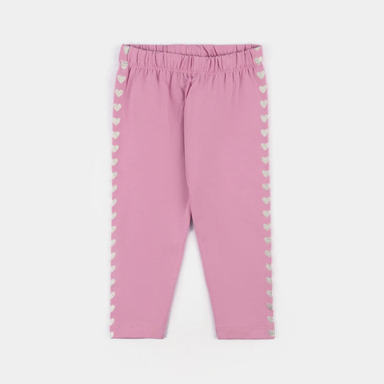 Infant Girls Lycra Jersey Printed Tights Heart Stripe-Pink