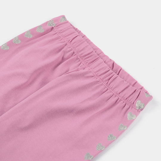 Infant Girls Lycra Jersey Printed Tights Heart Stripe-Pink